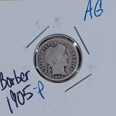 1905-P Barber Dime 90% Silver US Historic Coin