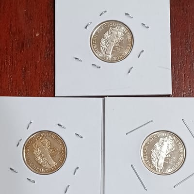 3 x 1/10 oz Silver Round Mercury Dime Golden State - additional view