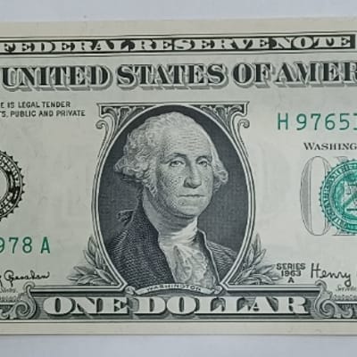 Series 1963A Washington US $1 One Dollar Bill AU