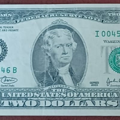 2003 US $2 Two Dollar Bill Lower Serial Number I-B