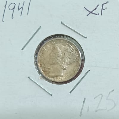 1941-P Mercury Dime 90% Silver US Coin XF - additional view