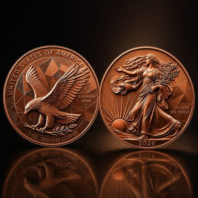 20 - 1oz Copper Rounds Tube American Liberty Eagle