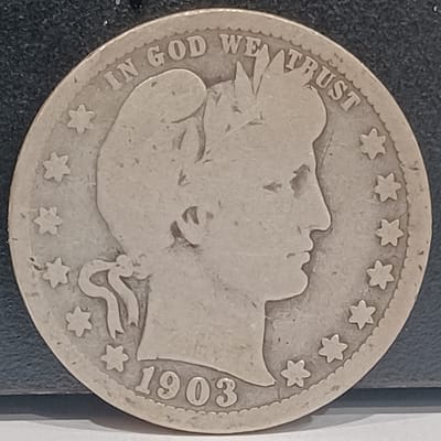 1903-P Barber Quarter 90% Silver Vintage US Coin