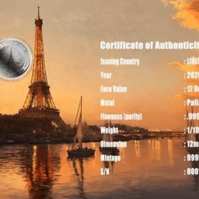 1/1000 oz Palladium Coin 2026 Eiffel Tower  - additional view