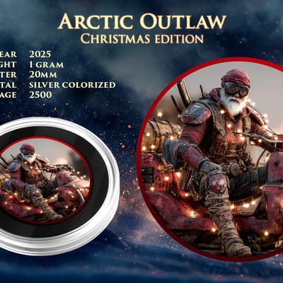 2025 Arctic Outlaw Santa 1 g Silver Round .999