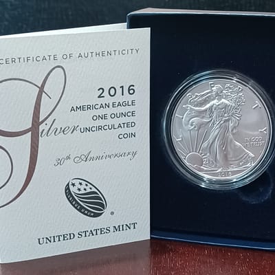 2016-W 1 oz Silver Eagle Burnished OGP 30th Anniv