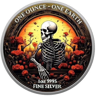 2022 Fiji Halloween Skeleton 1oz Silver Coin Glow - additional view