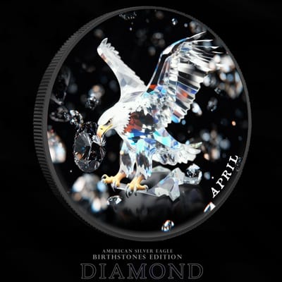 2025 Birthstones April DIAMOND 1 oz. Silver Eagle - additional view
