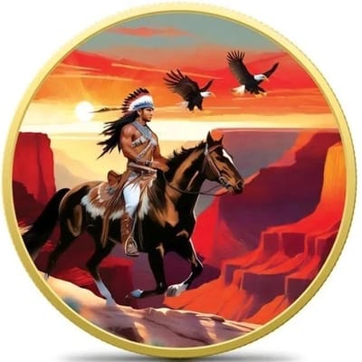 Libertad 1oz Silver Coin NATIVE AMERICAN Gold Gild - additional view