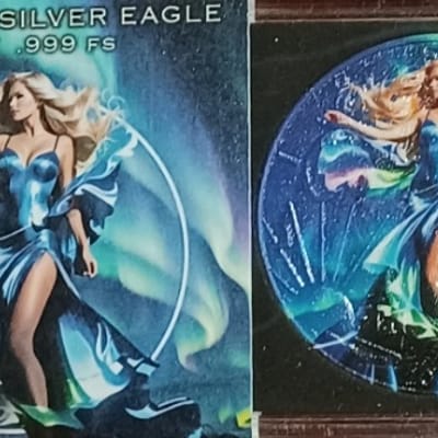 2025 ASE 1oz Silver Coin POLAR SKY Colorized .999 - additional view