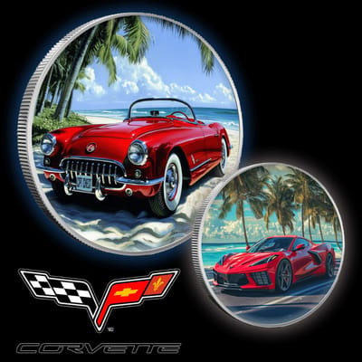 1 oz. Silver Round Corvettes Past & Present .999 - additional view