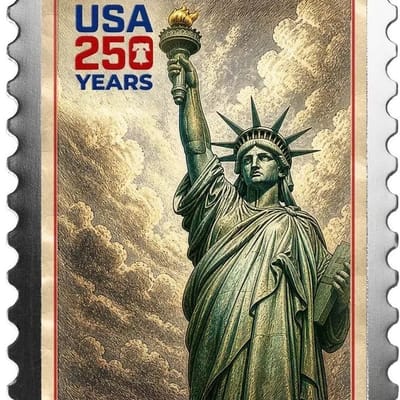 1/10 oz Silver Bar USA 250 Statue of Liberty Stamp