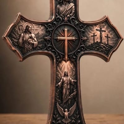 COMING!  2026 Life of Christ 5 oz Copper Cross 3-D - additional view