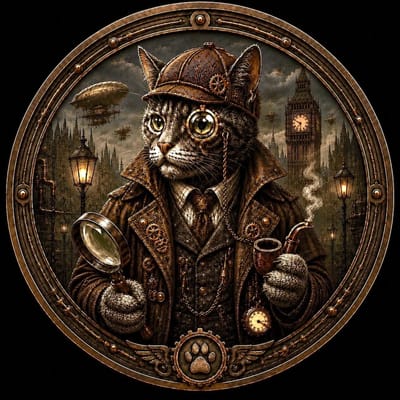 2026 Purrlock Holmes Steampunk 1oz Copper Round 3D