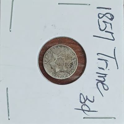 1857 Trime Three Cent US Coin 90% Silver Historic