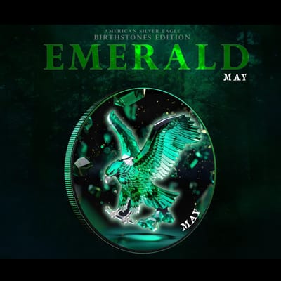 2024 Birthstone 1oz Silver Eagle EMERALD at Cost - additional view