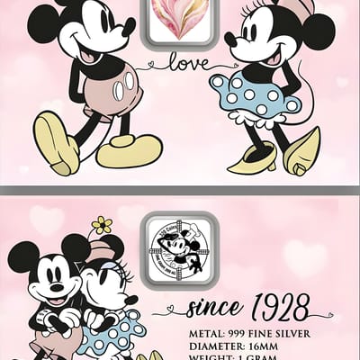 1g Silver Bar Mickey Steamboat Love .999 Colorized