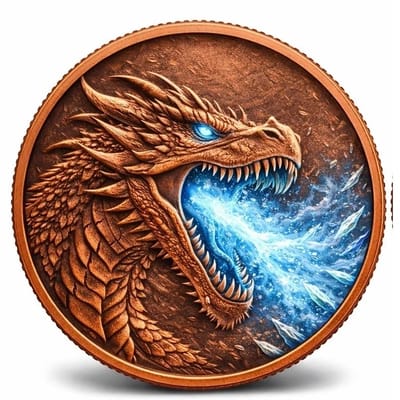 🐲 Ice Dragon 1 oz Copper Colorized Antiqued Boxed - additional view