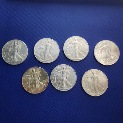 7 Mixed American Silver Eagles - additional view