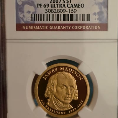 Fourth president james madison 2007 s $1 pf 69