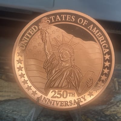1776-2026 USA 250th Anniversary 5 Troy Oz .999 Copper Round Eagle Liberty