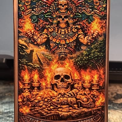 Aztec Ritual 5 oz .999 Fine Copper Colorized Bar in Capsule Mintage 3,000 - additional view