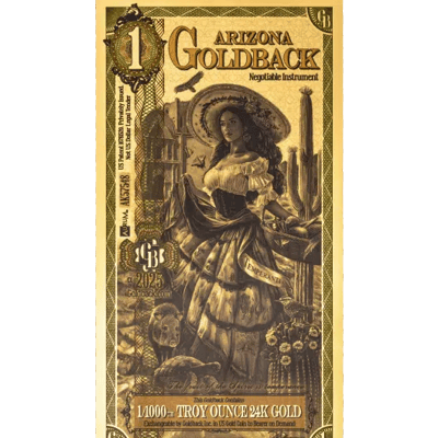 Arizona 1 Goldback Alpha 1/1000 Oz Fine Gold .999 