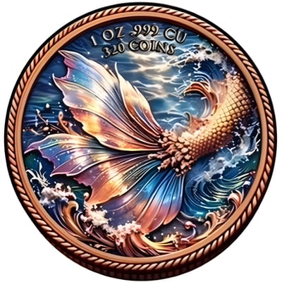 Ocean’s Eternal Love Mermaid 1 oz Copper Round - additional view