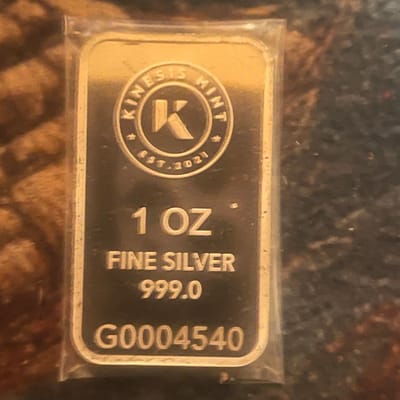 (1) 1 oz Kinesis Themis .999 Fine Silver Bar - additional view