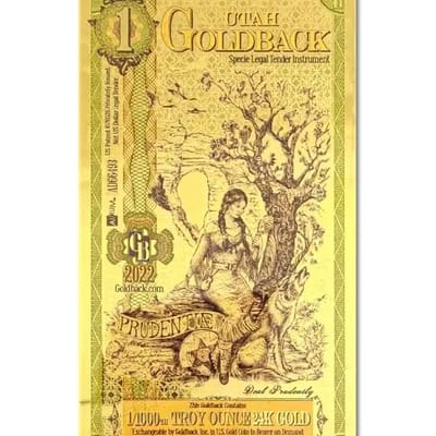 1 UTAH GOLDBACK AURUM 24KT GOLD NOTE 1/1000TH OZ .999 FINE BU RANDOM YEAR