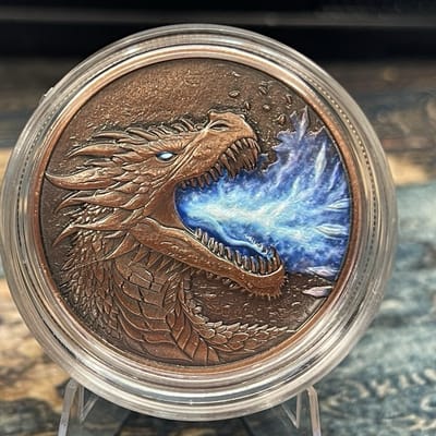 Ice Dragon 1 oz .999 Copper Round BU Fantasy Bullion Art In Hand