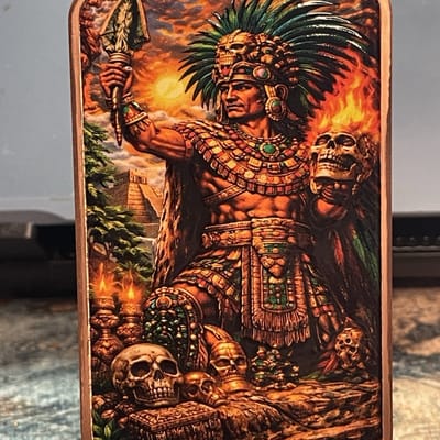 Aztec Ritual 5 oz .999 Fine Copper Colorized Bar in Capsule Mintage 3,000