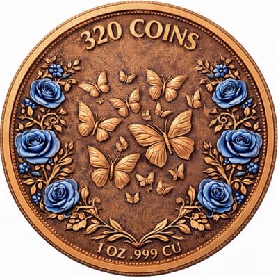 Metamorphosis Butterfly 1 oz Copper Round In Hand - additional view