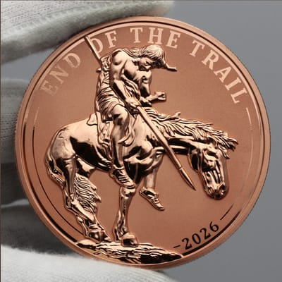 2026 Liberia End of the Trail 5 oz .999 Copper Coin BU 999 Mintage COA