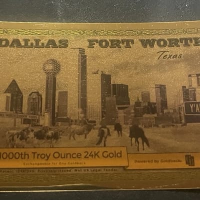 Texas Dallas-Fort Worth 1 Goldback 2025 Aurum Gold 1/1000 oz 24KT