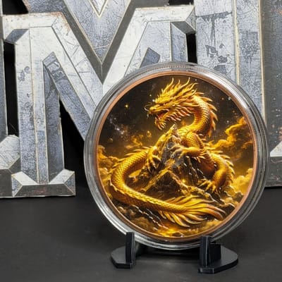 5oz Colorized Copper Golden Dragon Round