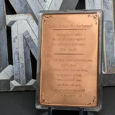 5oz Saint Michael Copper Colorized Bar - additional view
