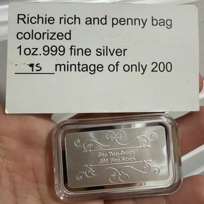 Richie rich and penny bag colorized 1oz silver  - additional view