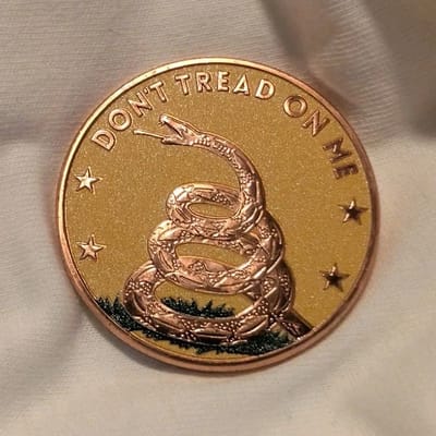 Don't Tread On Me colorized copper round 1oz