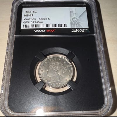 1888 Liberty Head V Nickel 5C NGC MS62 VaultBox Se