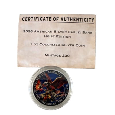 2026 American Silver Eagle Bank Heist .999 Silver - additional view
