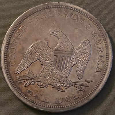 Beautiful 1843 Seated Dollar - Scarce This Nice - additional view