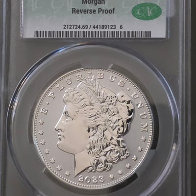 CAC 2023 Reverse Proof 69 Morgan Silver Dollar 