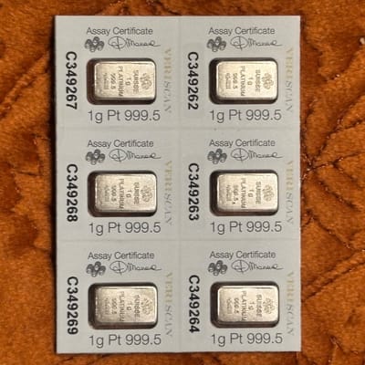 Pamp 1 gram platinum bars - additional view