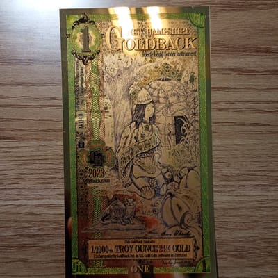 1 New Hampshire Goldback Aurum Gold Note