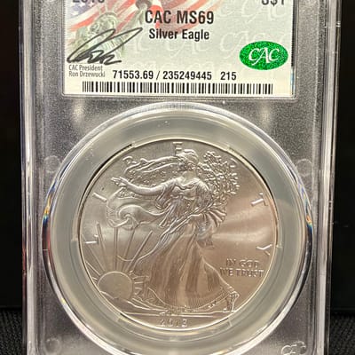 2013 Silver Eagle CAC MS69 Ron Drzewucki