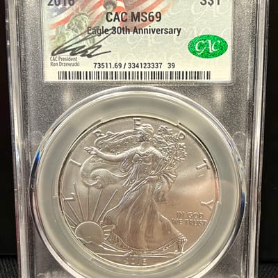 2016 Silver Eagle CAC MS69