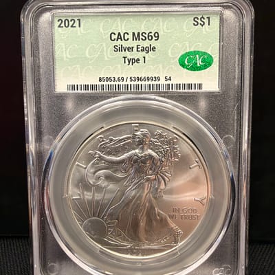 2021 Silver Eagle CAC MS69 Type 1