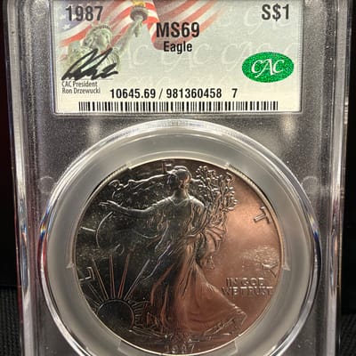 1987 Silver Eagle CAC MS69