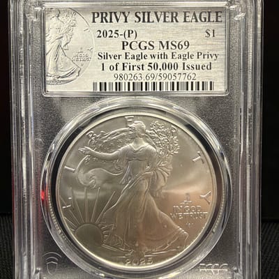 2025-P Silver Eagle w/ Eagle Privy MS69  1 of 50k